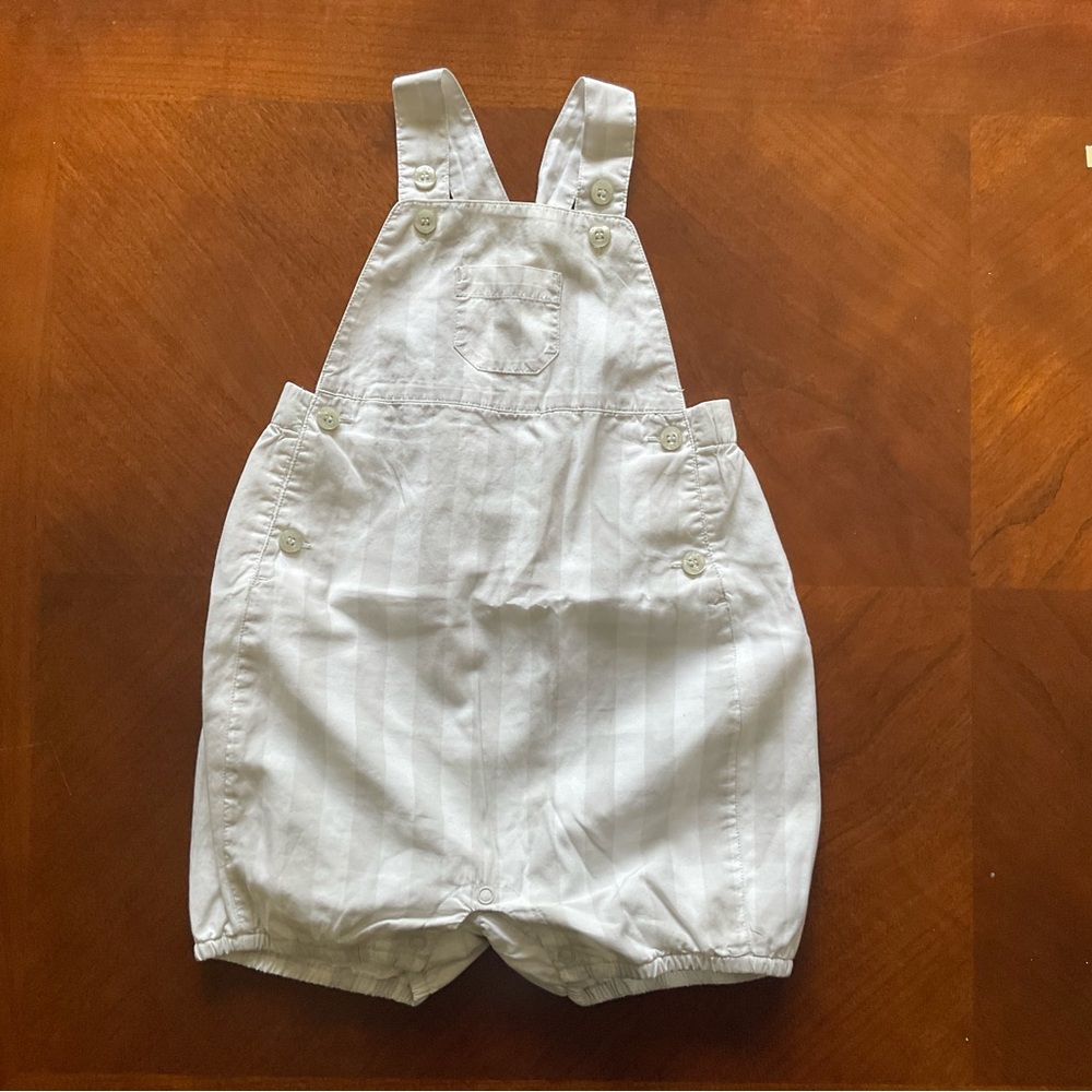 Janie and Jack White Gray Overalls Classic Design